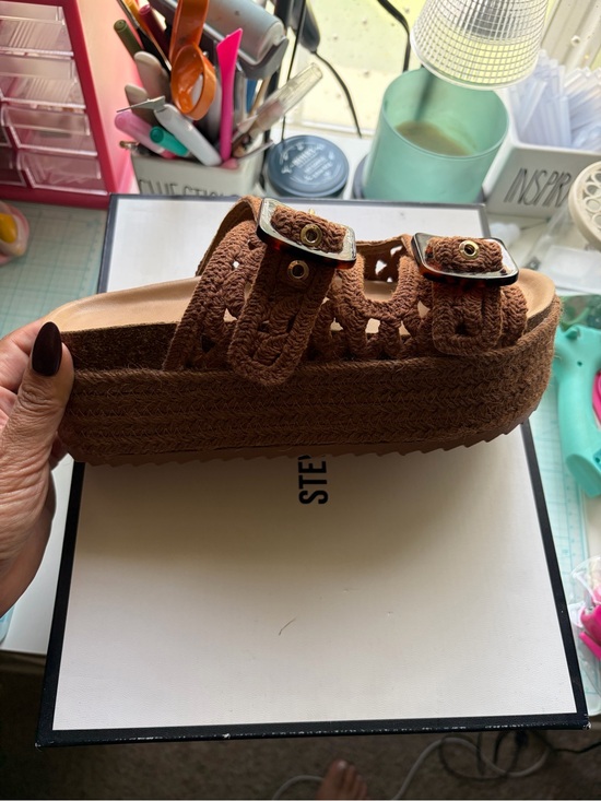 Steve Madden Shoes - Steve Madden Brown Braided Platform Slide Clogs